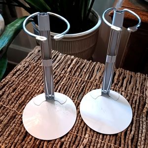 Pair of adjustable metal doll stands holders